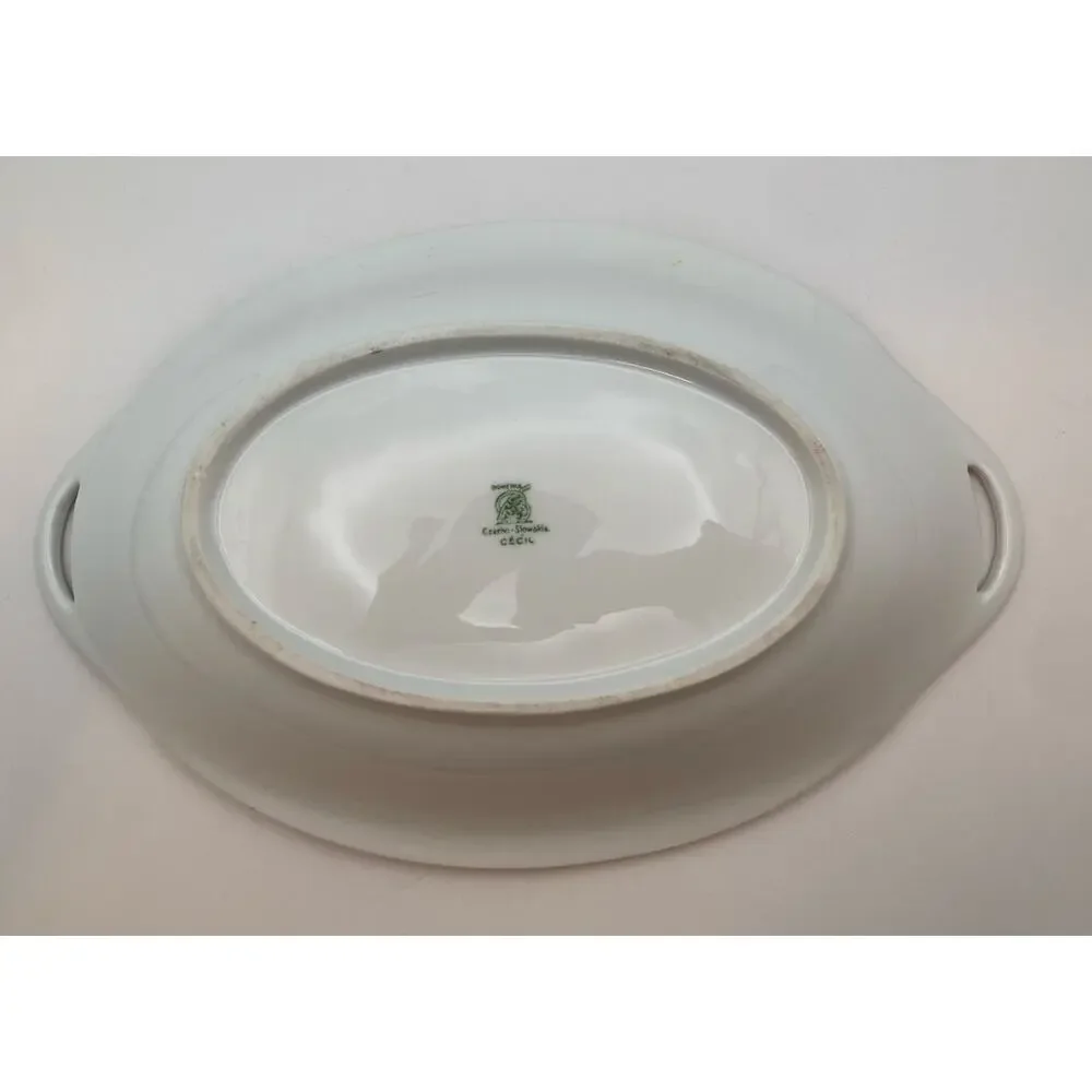 VTG Bohemia Ceramic Works Cecil Pattern Large Oval Au Gratin Dish Czechoslovakia